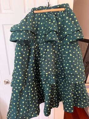 Green Tiered Floral Ruffle Skirt The Teagan by BURU NWT